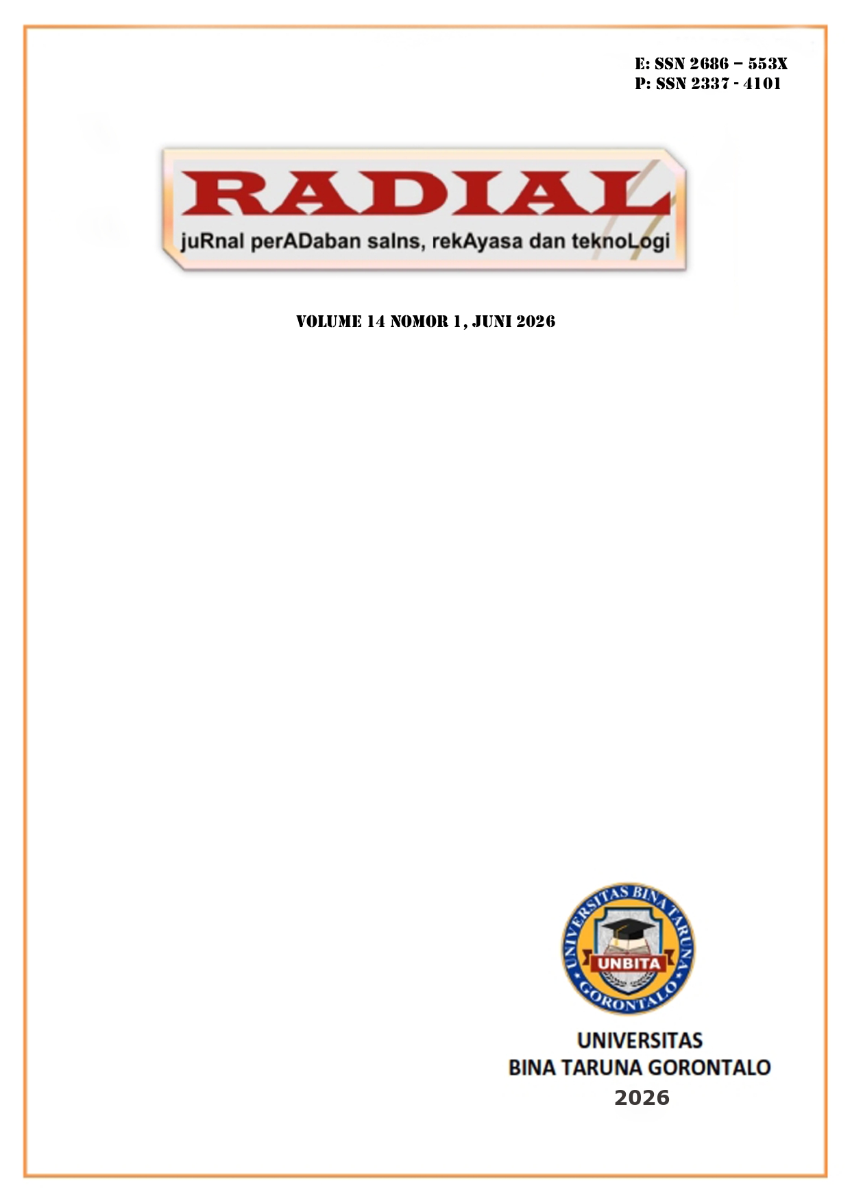 					View Vol. 14 No. 1 (2026): RADIAL: JuRnal PerADaban SaIns RekAyasan dan TeknoLogi
				